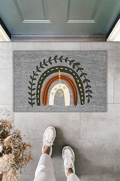 Rugmood سجادة مدخل حديثة مطبوعة رقميًا - بوهيم هلال - سجادة مدخل 70x45 سم