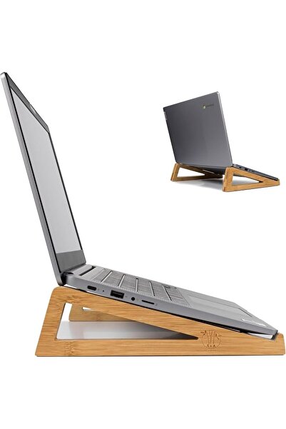 The Bros Bamboo Wooden Laptop Stand, Portable Desk Laptop Holder for Tablet w...