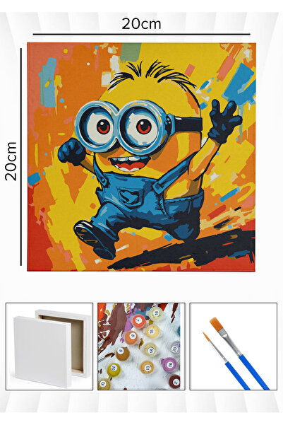 Corvo Sayılarla Boyama 20x20 Cm Tuval Seti Fırça Boya Dahil Çıtaya Gerili - M...