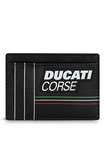 Ducati Corse Stile Black Leather Card Holder for Men