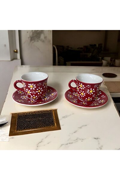 WPAWZ Handmade Embossed Flower Patterned Cup Set for 2 People