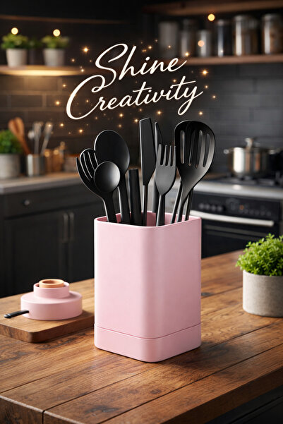 Shine Creativity Tezgah Üstü Kaşıklık Kepçelik Mutfak Organizeri 15cm