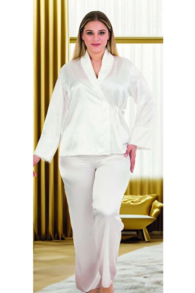 REN Γυναικείο σετ πιτζάμες από σατέν μεγάλου μεγέθους, σετ πιτζάμες από σατέν...