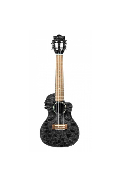 Lanikai QM-BKCEC Quilted Maple Concert Elektro Ukulele (Siyah) | Şık Siyah Bu...