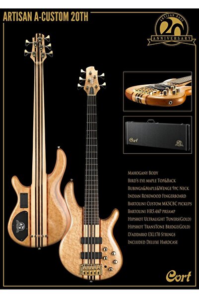 CORT A4 CUSTOM 20THNAT Artisan Serisi 20. Yıl Özel Üretim Bas Gitar (Profesyo...