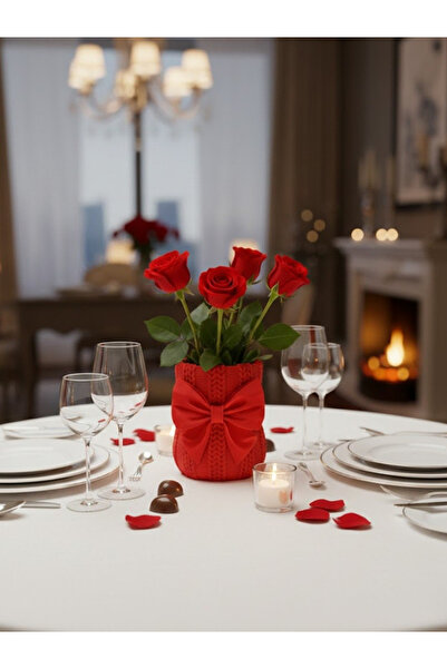 Şimşek 3D مزهرية صغيرة مزخرفة بتصميم فيونكة خاص لعيد الحب (10*8.5 سم)