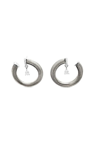 neslyaccessories Spiral form drop stone ring form silver earring