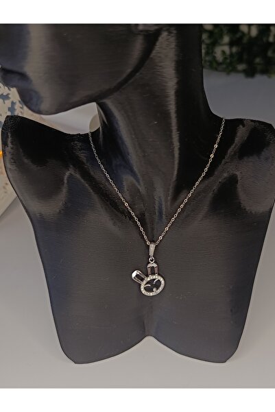 AKSESUARIM Gümüş Renk Zirkon Taşlı Tavşan Figürlü Minimal Kadın Kolye