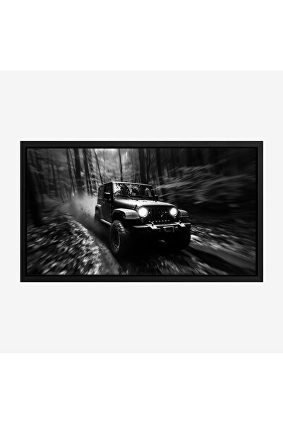 Tajridhome لوحة سيارات - جيب في الغابة - ألوان داكنة - مثير - لوحات فن عصري -...