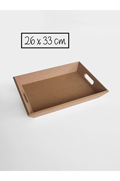 Ahşap Ham Mdf, Boyanabilir Verev Dikdörtgen Tepsi, 26x33 Cm