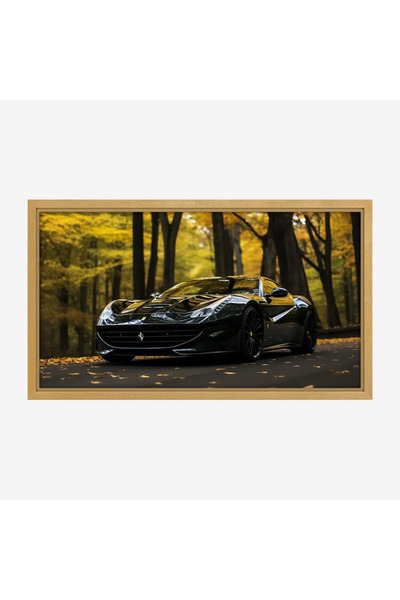 Tajridhome Car painting - Black sports car - Yellow forest background - Dynam...