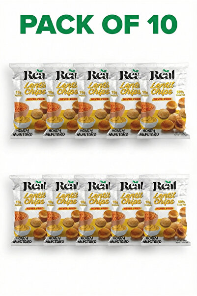 REAL رقائق العدس بالعسل والخردل - 10 غرام بروتين، 50% دهون أقل، وجبة خفيفة مق...