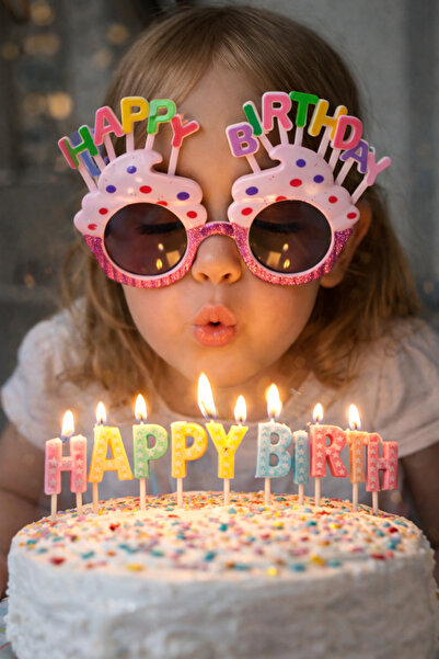 Emsay Store Happy Birthday Doğum Günü Seti – Mum +Pembe Parti Gözlüğü - Çocuk...