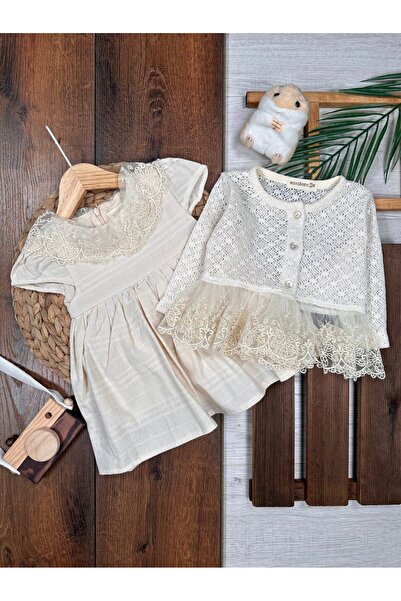 Kids Kingdom Cotton Lace Detailed Bolero 2-Piece Baby Girl Dress