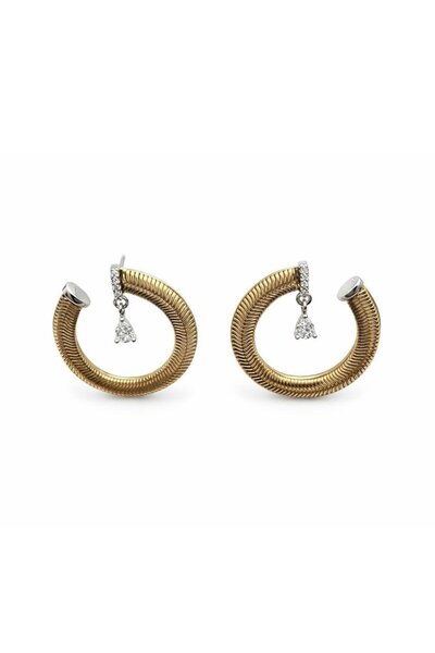 neslyaccessories Spiral Form Drop Stone Ring Form Earrings