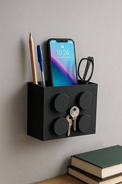 AA AHŞAP حامل أقلام ومنظم متعدد الأغراض بتصميم مكعبات البناء - منظم للحائط وا...