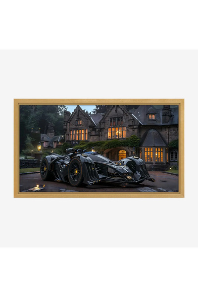 Tajridhome لوحة سيارات - سيارة رياضية سوداء - خلفية منزل كلاسيكي - درامي - لو...
