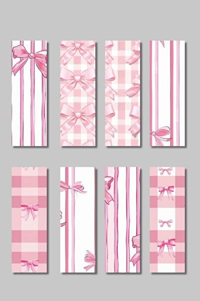 qoeuyl boutique Set de 8 semne de carte cadou cu design cu funde roz