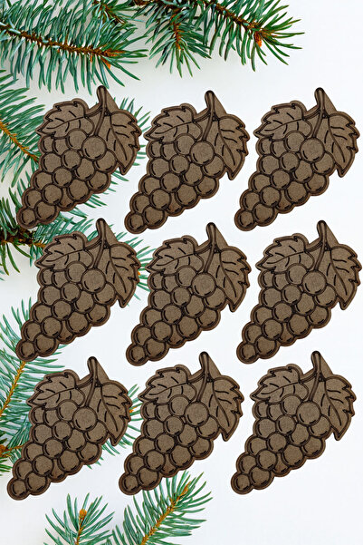 Şirin Lazer 9 ADET BOYANABİLİR HAM AHŞAP MDF ÜZÜM SALKIMI DEKOR ANA OKULU ETK...