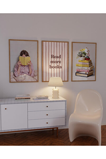 woodhomeworks Wooden Framed 3-Piece Abstract Painting Room and Me