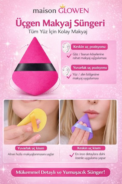 MAISON GLOWEN 3'Lü Pudra Fondöten BB Krem Yıkanabilir Sünger