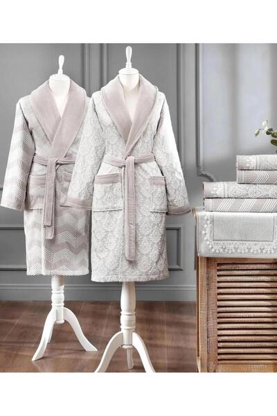 Özdilek Pamuklu 7 Parça Aile Bornoz Seti-Tappeto Antrasit Gri