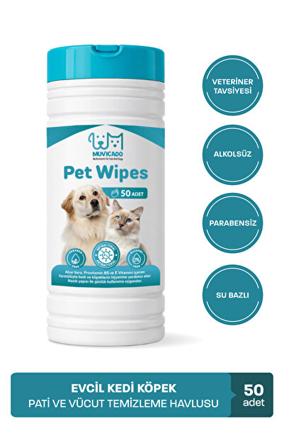 muvicado Evcil Hayvan Tüy Göz Kulak Pati Temizleme Mendili Kedi ve Köpekler İ...