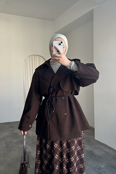 HYWONA Women's Oversized Short Trench Coat