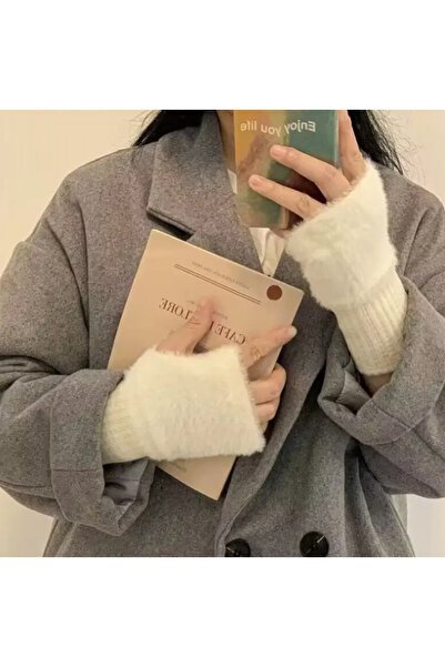 So Iconic 1 пара білих м'яких рукавичок без пальців для жінок