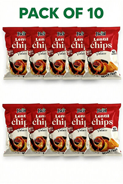 REAL Chips Lentil Tabasco Flavor – 50% Less Fat, Spicy & Crunchy Snack, 60g (...