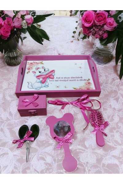 OBSIDION Tavita mot / turta colorata cu print - Lila Daisy