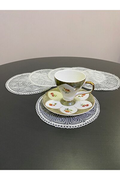 ART ÇEYİZ Cream Color Coffee Side Presentation Napkin, Coaster, Cocktail Pres...