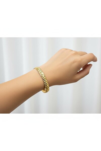 10 gr (GRAM) Dorika Desenli Kalemli Şarnel Bilezik 22 Ayar Altın Yatırımlık İşçiliksiz