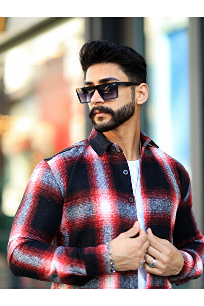 mavisima erkek giyimi Men's Red and Black Striped Lumberjack Shirt – Comforta...