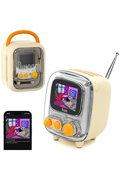 AyrStore Tiivoo-2 FM Radyo Bluetooth Hoparlör Çalar Saatli, Pixel Art Retro M...