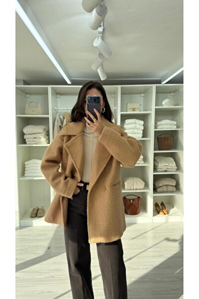 LUUNA STORE Velor Teddy Coat - Camel