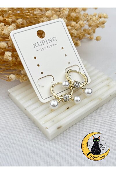 XUPING JEWELRY POKAK 14k Altın Kaplama Zirkon İncili Xuping Vip Küpe