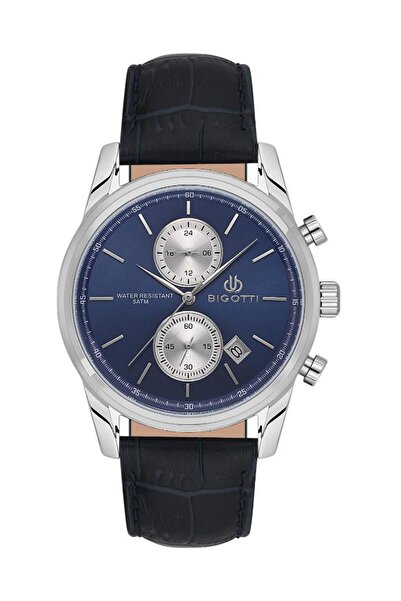 Bigotti Bg.1.10581-3 Leather Cord Functions Active Navy Blue Men's Wristwatch