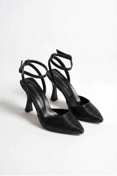 Les Chatelets Éclat de Nuit Pantofi de seară cu sclipici cu curele la gleznă