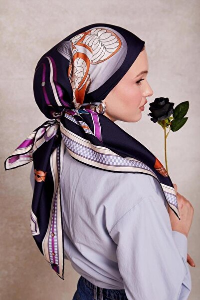 Levidor Eșarfă de mătase Tivil IST 1528 - 8 Model mixt bleumarin-roz