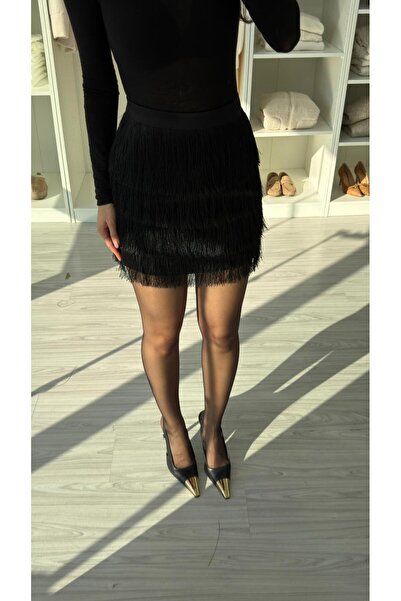 LUUNA STORE Roselle Tassel Mini Skirt - Black