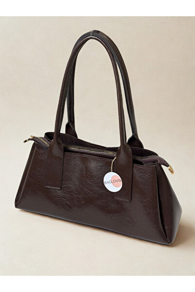 BAGLOVİS Shiny Brown Women's Shoulder and Arm Bag En32 Boy16