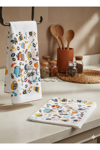 Fırsato Havlu Dokulu CafeLatte Desenli 30x50cm 3'lü Mutfak Havlusu | Kurulama...