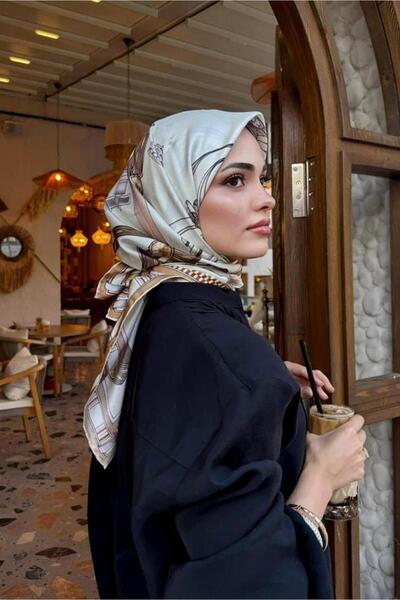 Levidor Eșarfă de mătase Tivil IST 1528 - 10 Ecru-Cafea cu lapte, model mixt