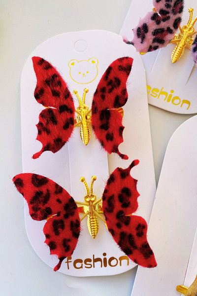 Nisankids Leopard Patterned Butterfly Buckle 1 Pair