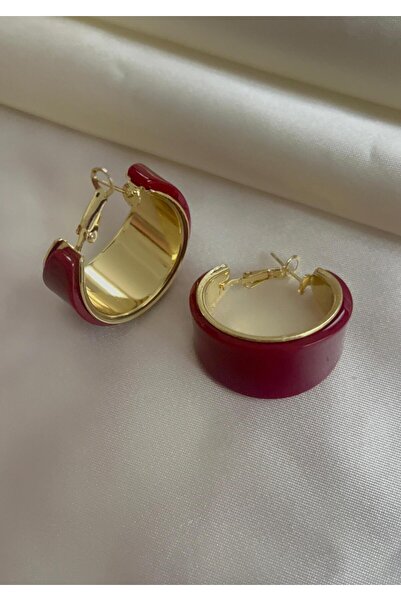 Goche New Luxury Burgundy Patterned Gold Hoop Earrings – Bold Shape Stylish D...