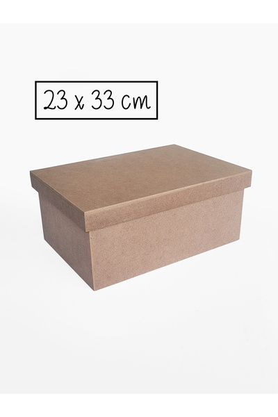 Ahşap Ham mdf, Boyanabilir 23x33 cm Dikdörtgen Şapka Kapaklı Kutu