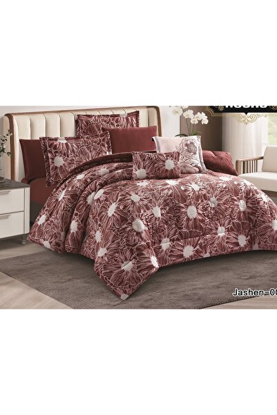alzawia Luxury 8-piece winter double duvet set with a floral pattern, one sid...