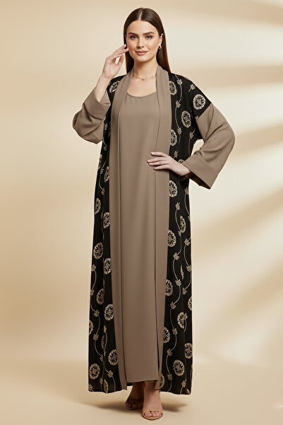Muchmy 2 Piece Abaya Set Long Sleeve Embroidered Muslim Open Abaya With Match...