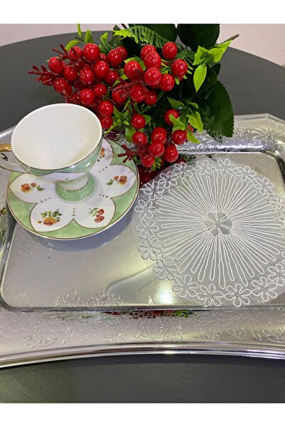 ART ÇEYİZ Cream Color Coffee Side Presentation Napkin, Coaster, Cocktail Pres...